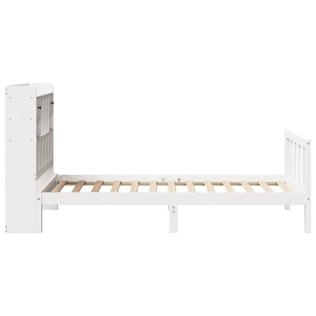 vidaXL Cama con estantería sin colchón madera maciza blanca 100x200 cm