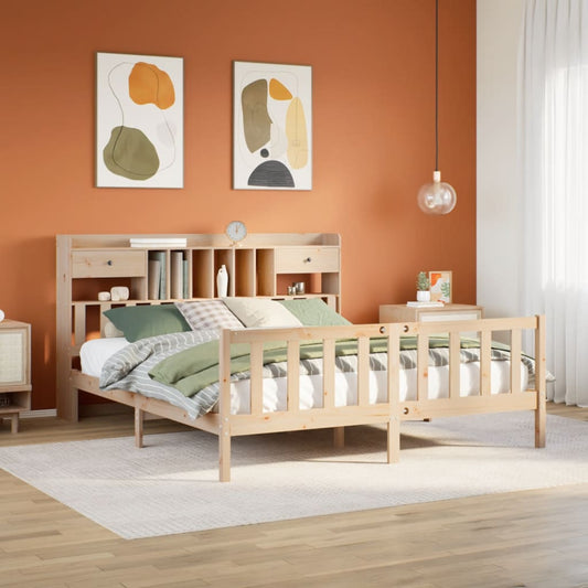 vidaXL Cama con estantería sin colchón madera maciza de pino 180x200cm