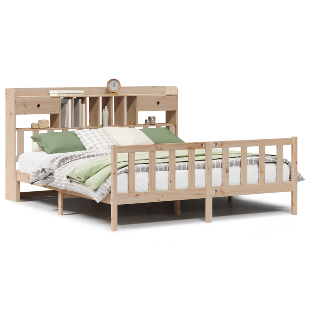 vidaXL Cama con estantería sin colchón madera maciza de pino 200x200cm