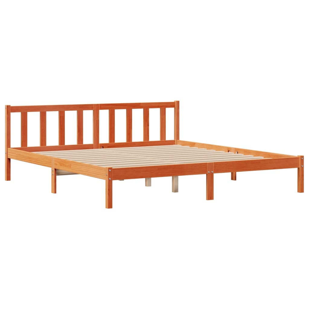 vidaXL Cama con estantería sin colchón madera maciza marrón 180x200cm