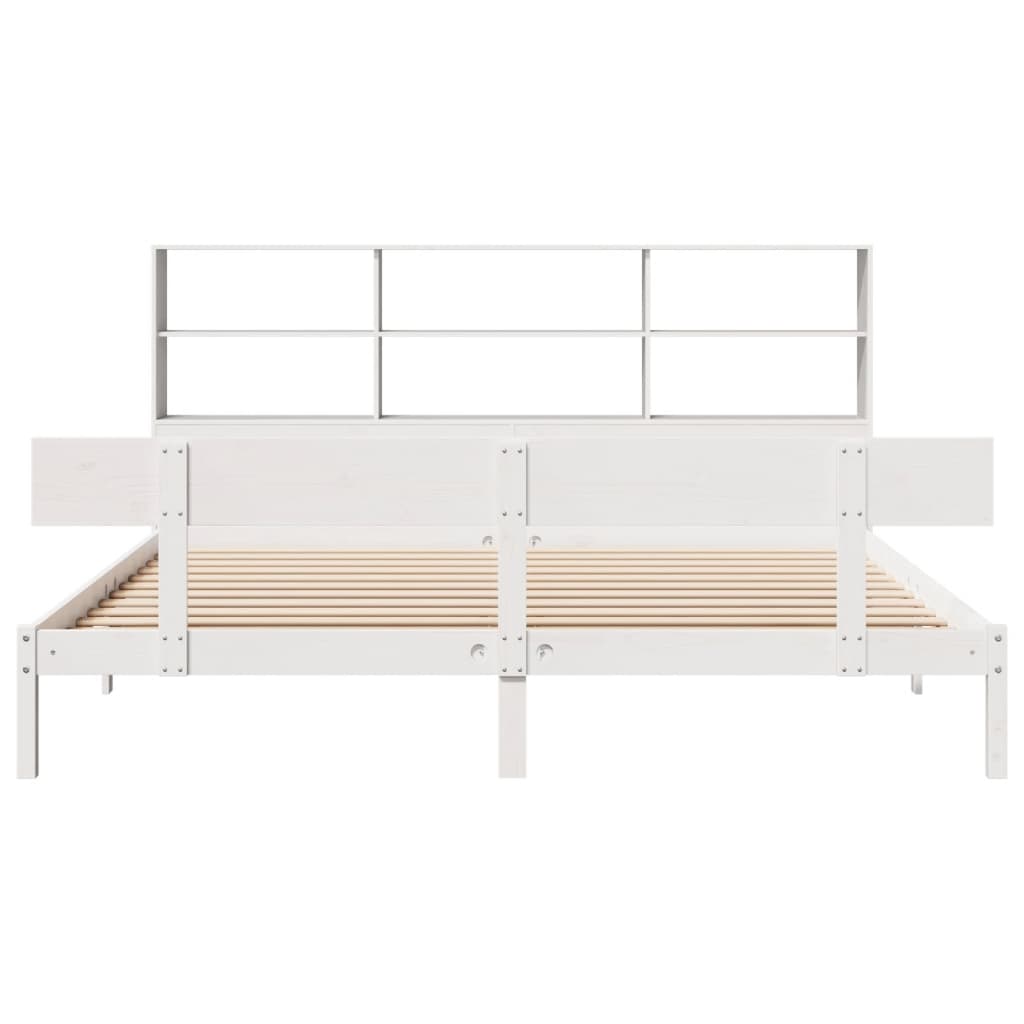 vidaXL Cama con estantería sin colchón madera maciza blanca 180x200 cm