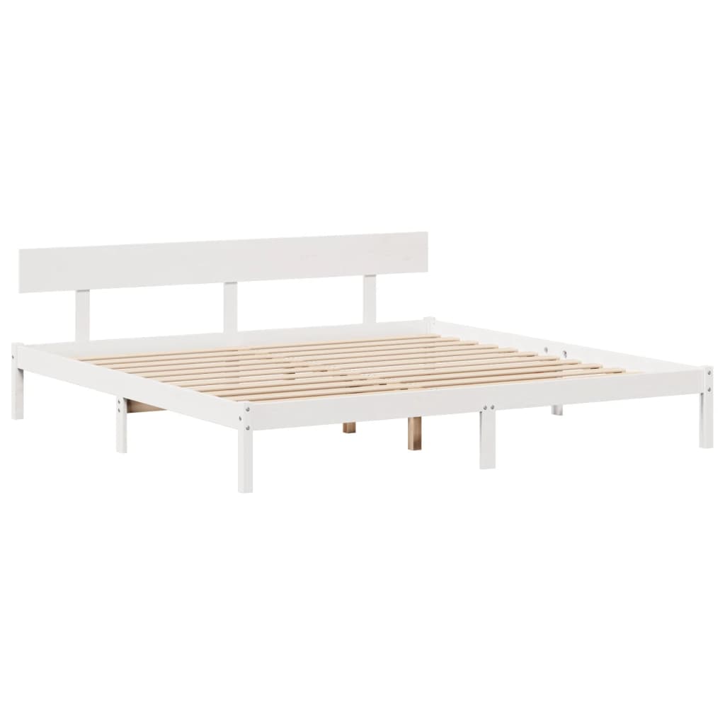 vidaXL Cama con estantería sin colchón madera maciza blanca 180x200 cm