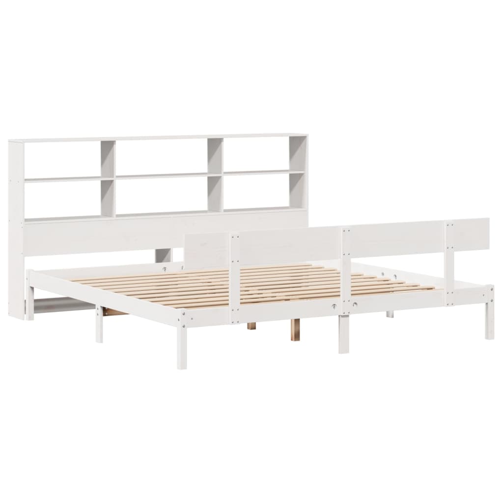 vidaXL Cama con estantería sin colchón madera maciza blanca 200x200 cm