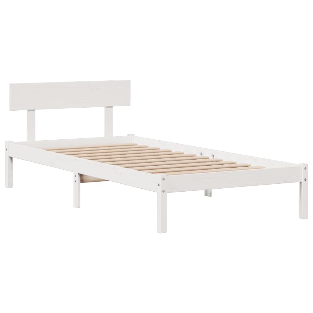 vidaXL Cama con estantería sin colchón madera maciza blanca 100x200 cm