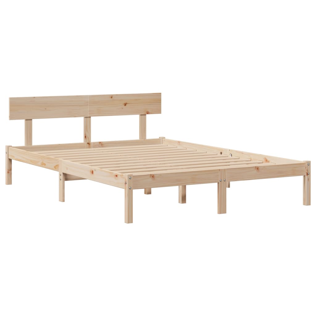 vidaXL Cama con estantería sin colchón madera maciza de pino 150x200cm