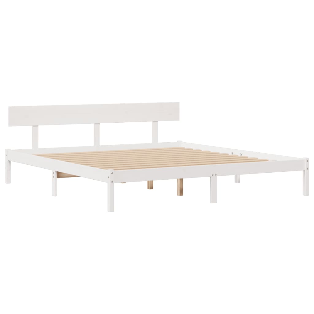 vidaXL Cama con estantería sin colchón madera maciza blanca 180x200 cm