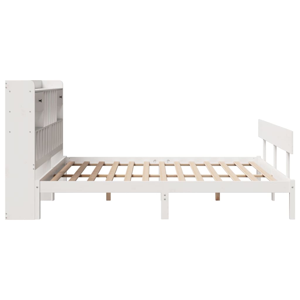 vidaXL Cama con estantería sin colchón madera maciza blanca 180x200 cm