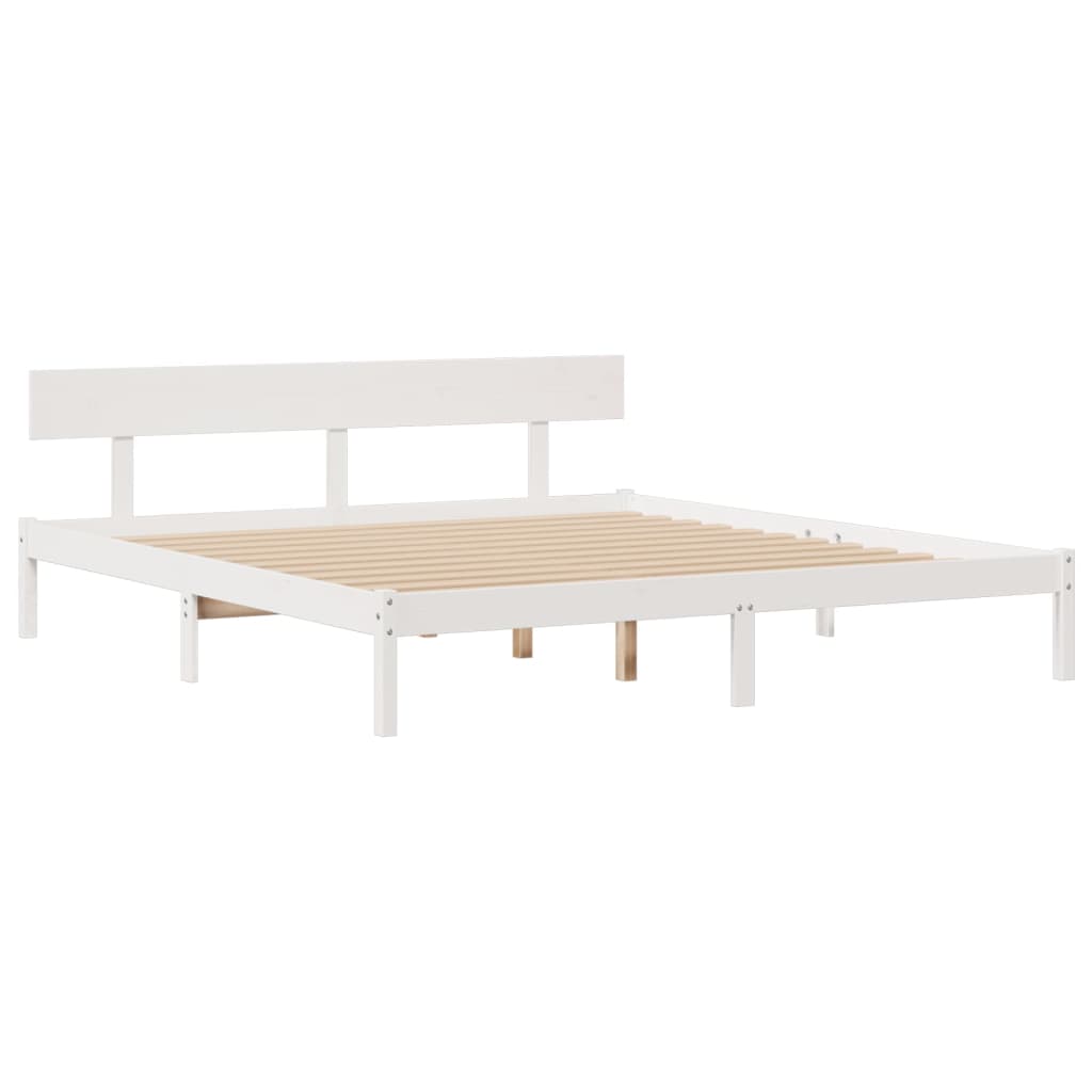 vidaXL Cama con estantería sin colchón madera maciza blanca 200x200 cm