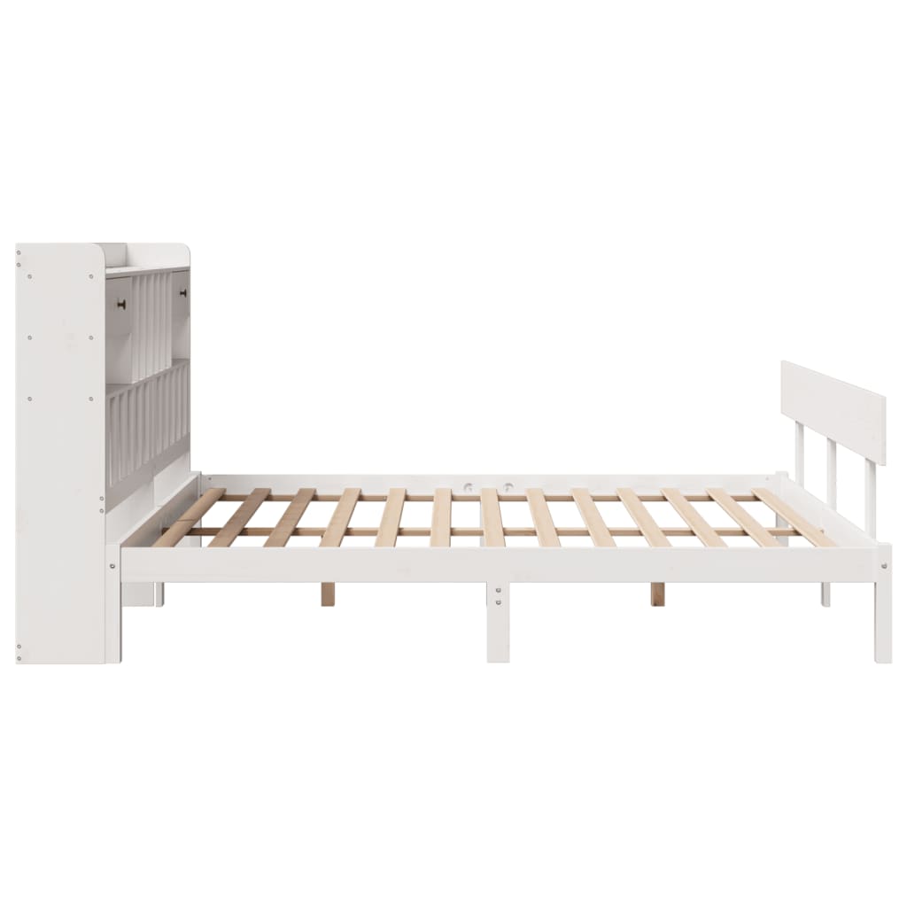 vidaXL Cama con estantería sin colchón madera maciza blanca 200x200 cm