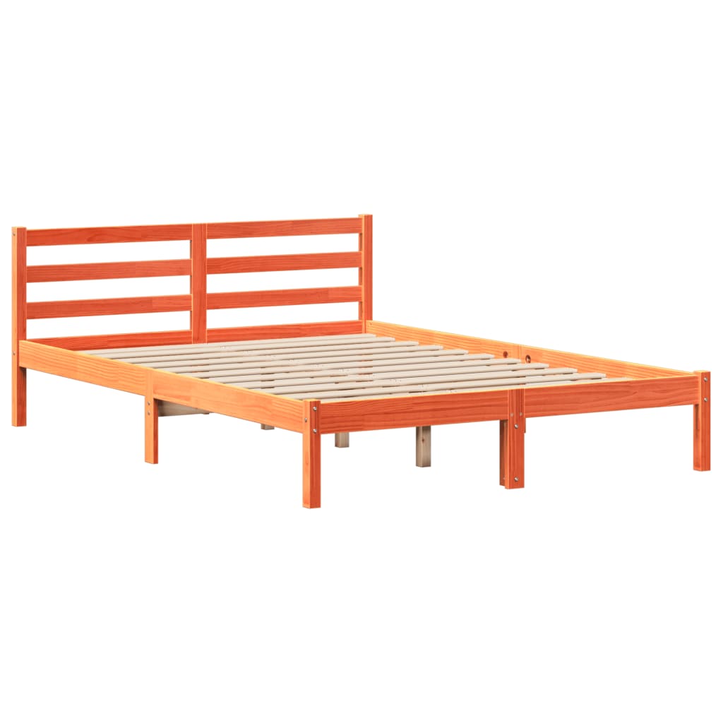 vidaXL Cama con estantería sin colchón madera maciza marrón 120x190 cm