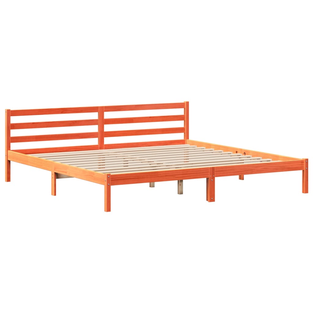 vidaXL Cama con estantería sin colchón madera maciza marrón 180x200cm