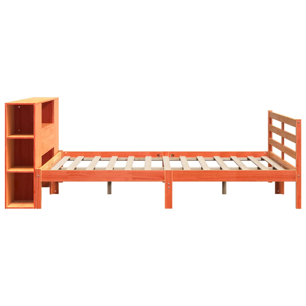 vidaXL Cama con estantería sin colchón madera maciza marrón 180x200cm