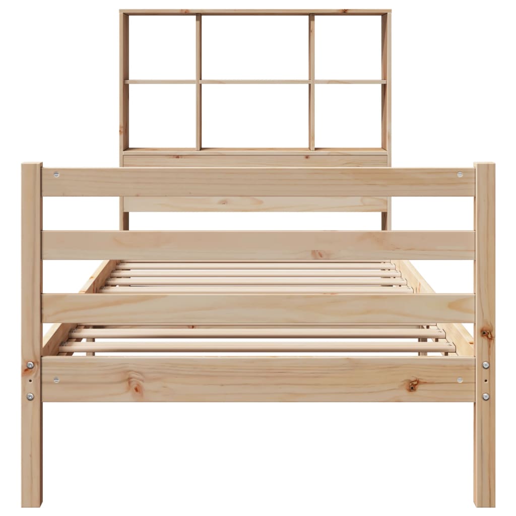 vidaXL Cama con estantería sin colchón madera maciza de pino 75x190 cm