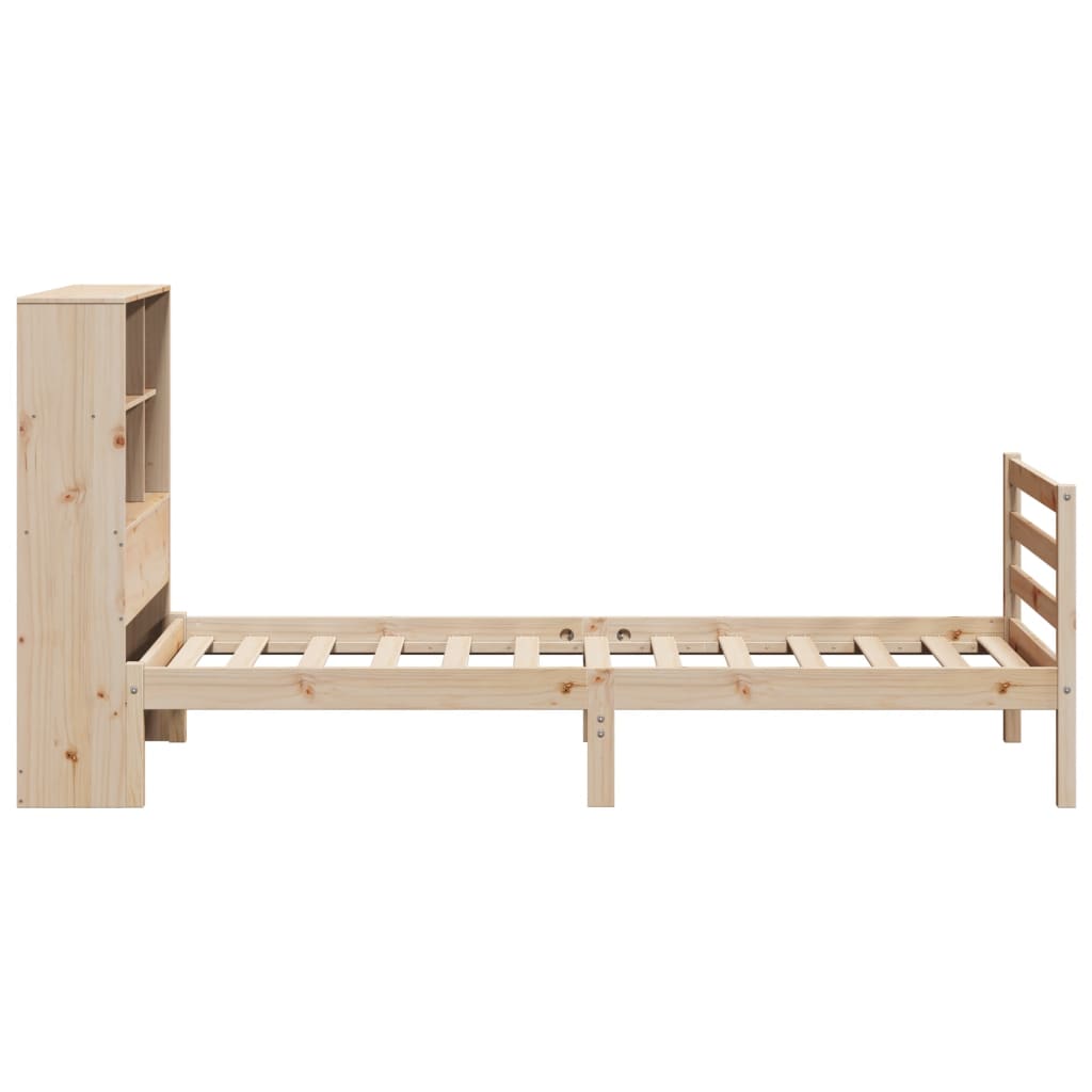 vidaXL Cama con estantería sin colchón madera maciza de pino 75x190 cm