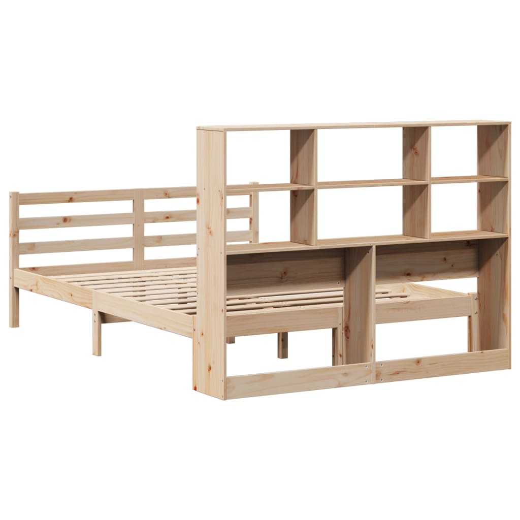 vidaXL Cama con estantería sin colchón madera maciza de pino 140x200cm