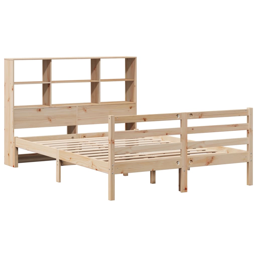 vidaXL Cama con estantería sin colchón madera maciza de pino 150x200cm