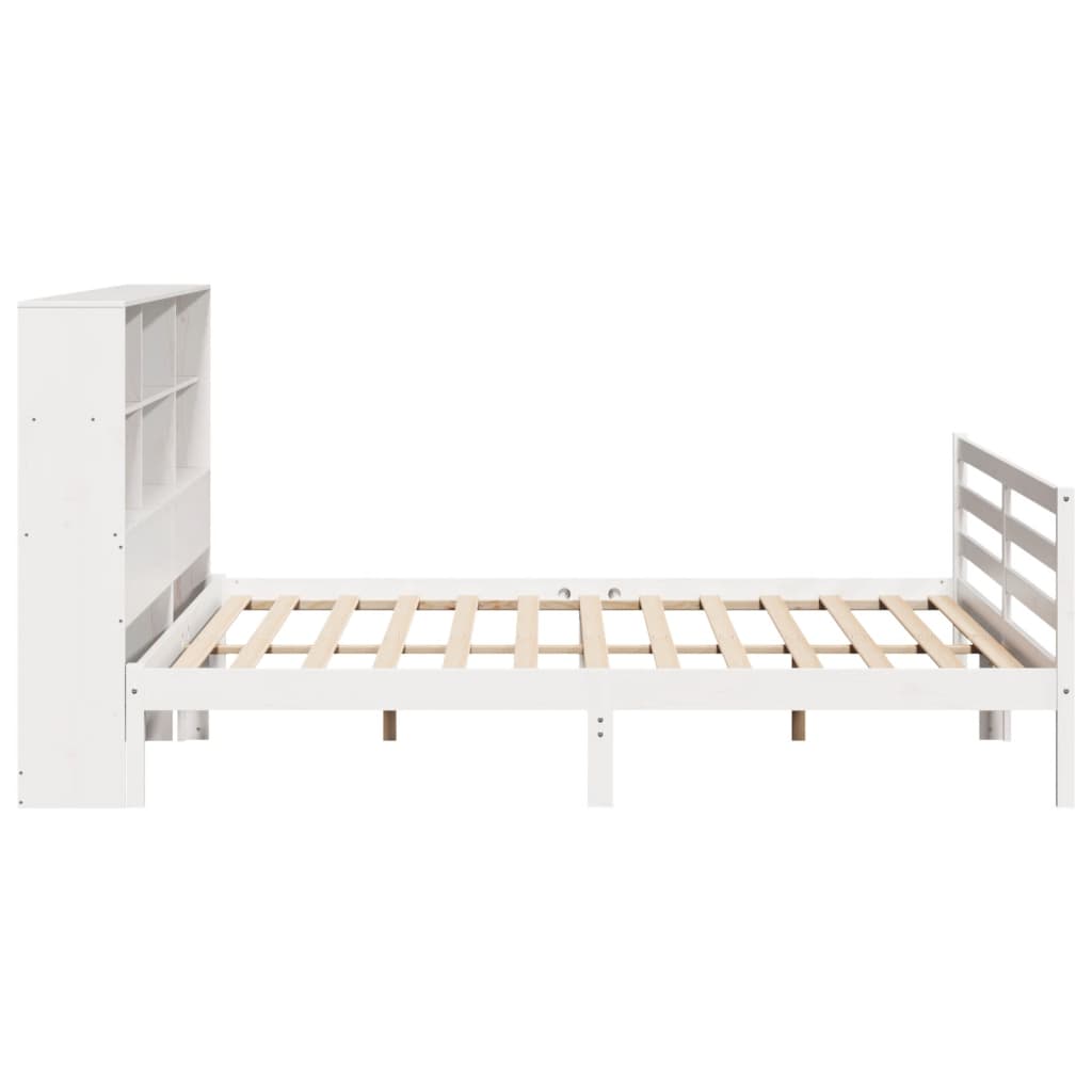 vidaXL Cama con estantería sin colchón madera maciza blanca 180x200 cm