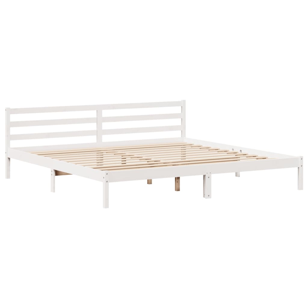 vidaXL Cama con estantería sin colchón madera maciza blanca 180x200 cm