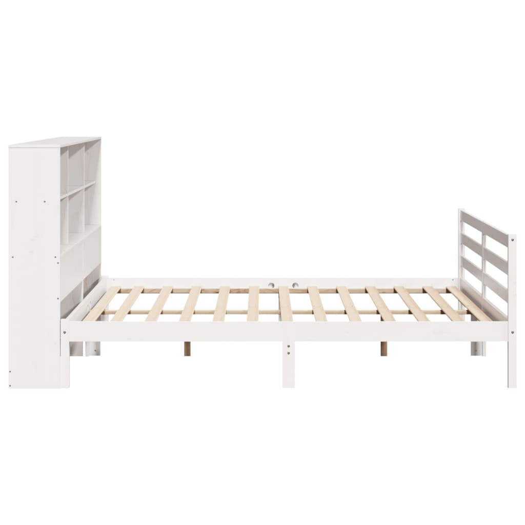 vidaXL Cama con estantería sin colchón madera maciza blanca 200x200 cm