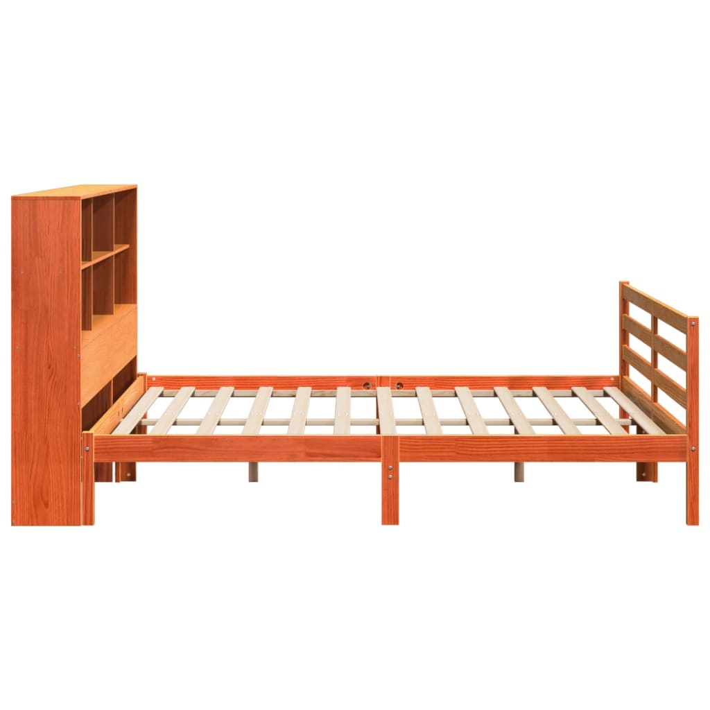 vidaXL Cama con estantería sin colchón madera maciza marrón 180x200 cm