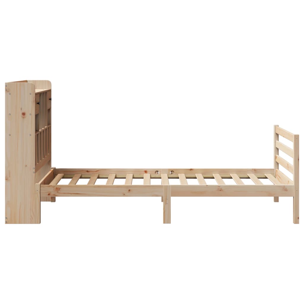 vidaXL Cama con estantería sin colchón madera maciza de pino 75x190 cm