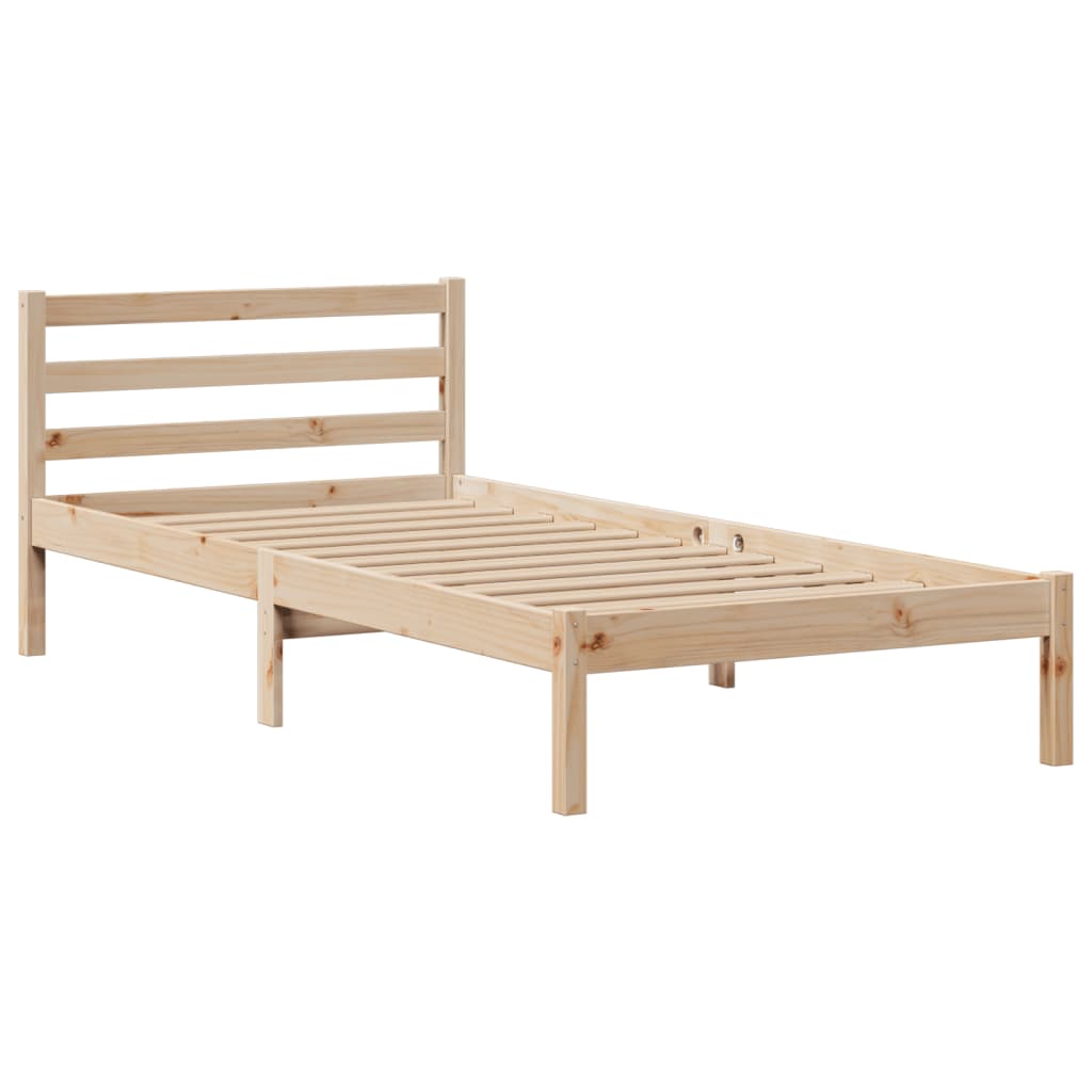 vidaXL Cama con estantería sin colchón madera maciza de pino 75x190 cm