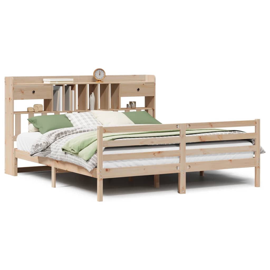 vidaXL Cama con estantería sin colchón madera maciza de pino 180x200cm