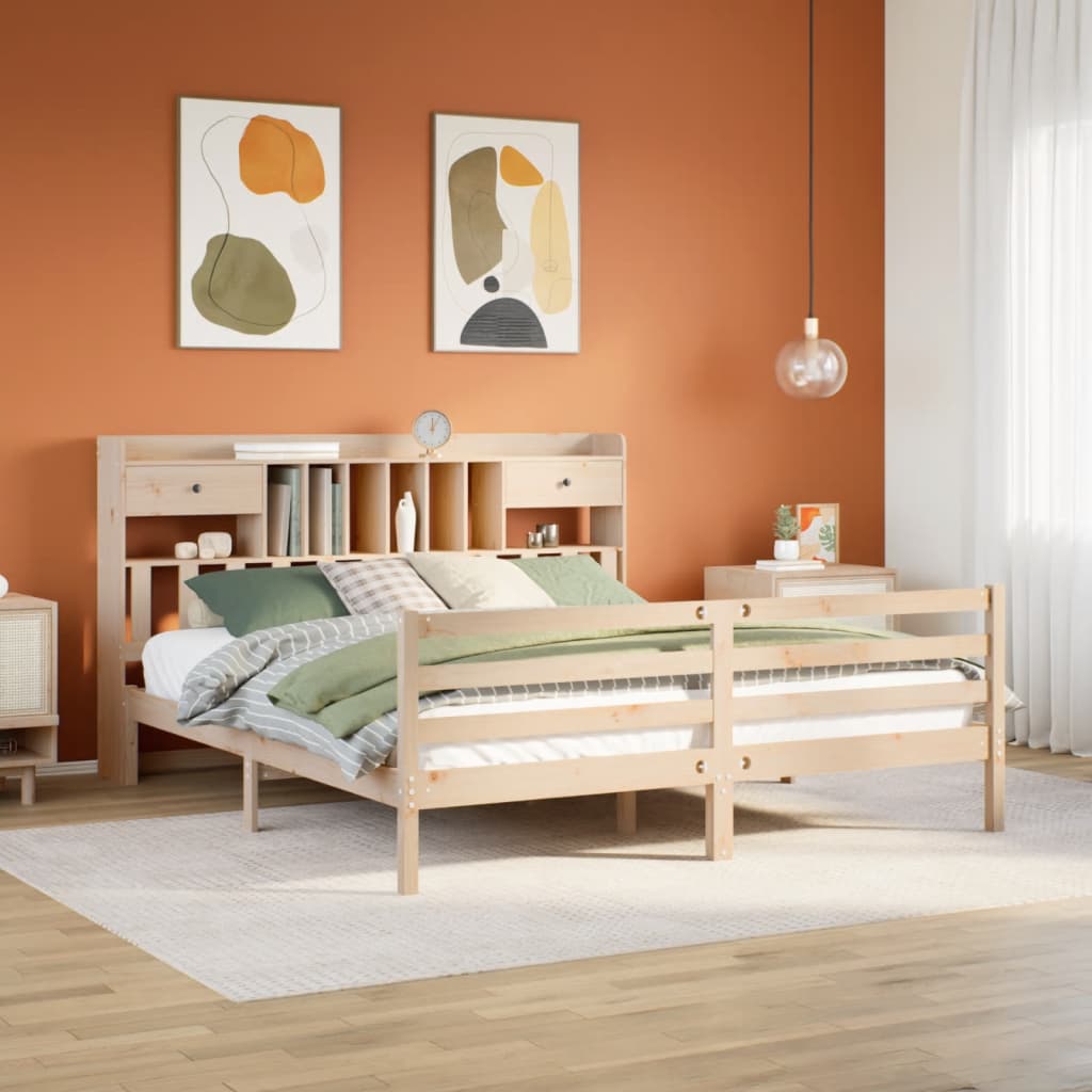 vidaXL Cama con estantería sin colchón madera maciza de pino 200x200cm