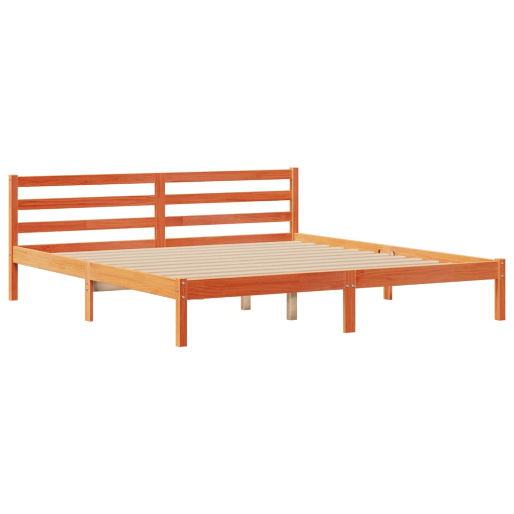 vidaXL Cama con estantería sin colchón madera maciza marrón 180x200cm