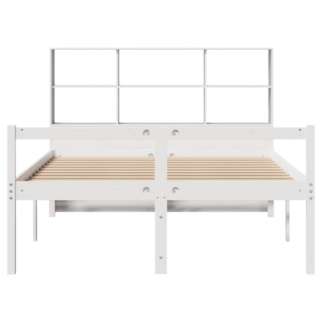 vidaXL Cama con estantería sin colchón madera maciza blanca 160x200 cm