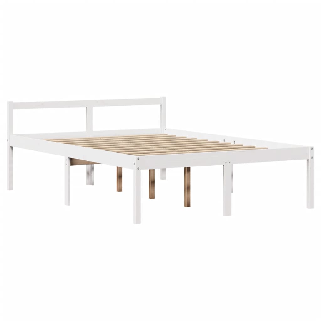 vidaXL Cama con estantería sin colchón madera maciza blanca 160x200 cm