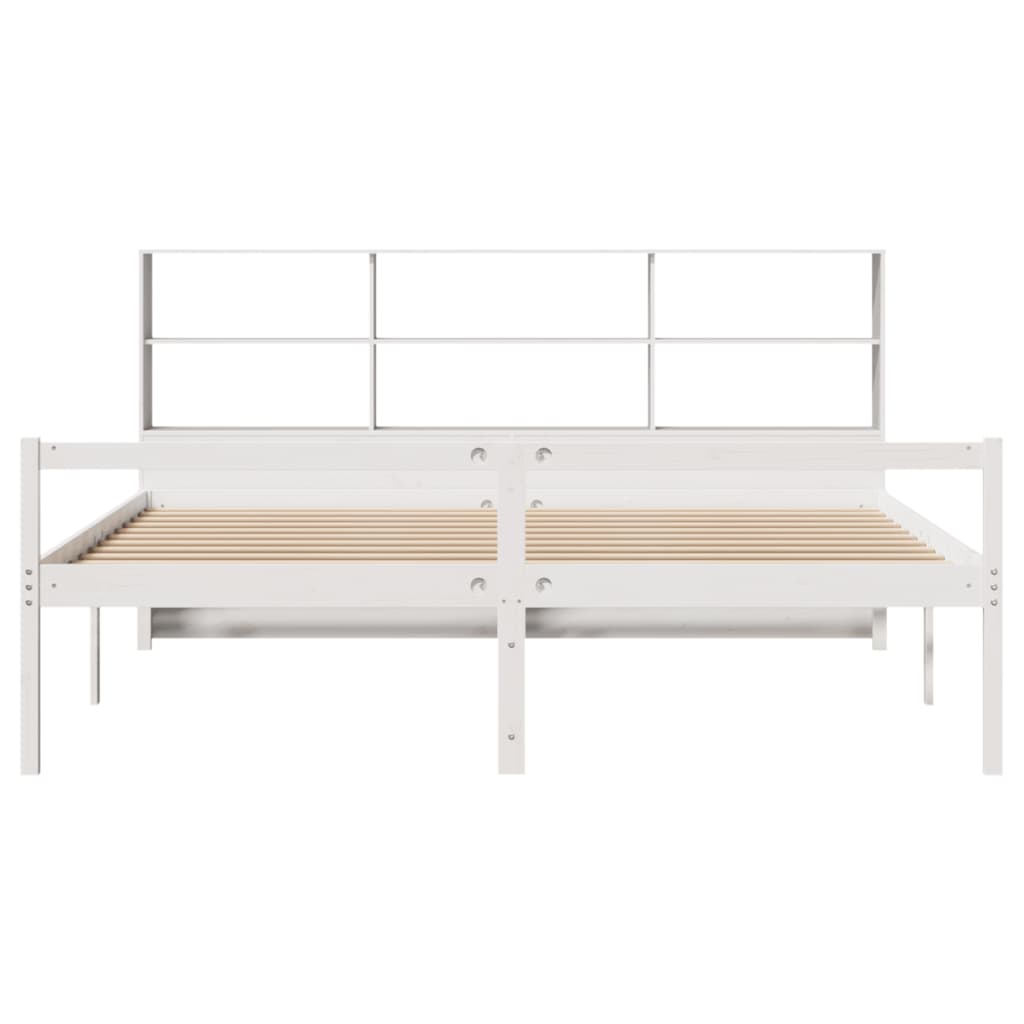 vidaXL Cama con estantería sin colchón madera maciza blanca 180x200 cm