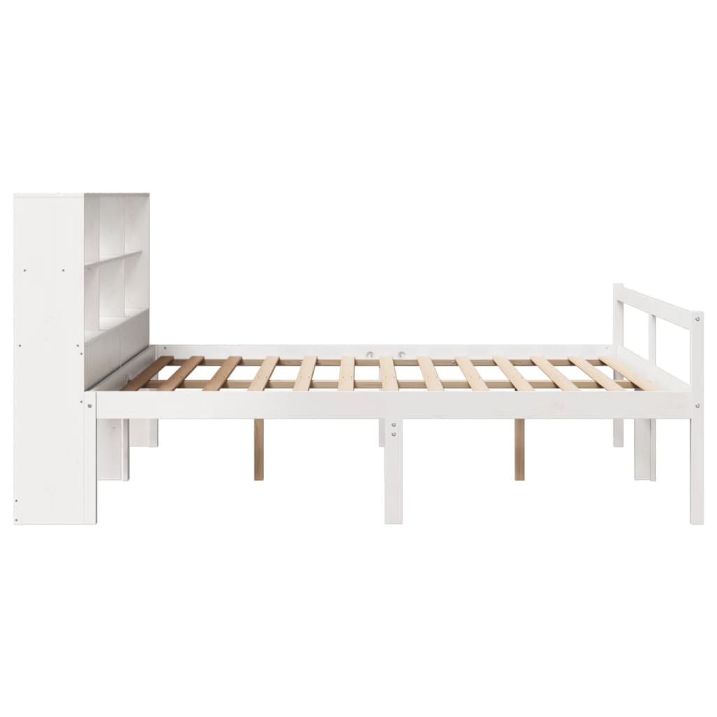 vidaXL Cama con estantería sin colchón madera maciza blanca 180x200 cm