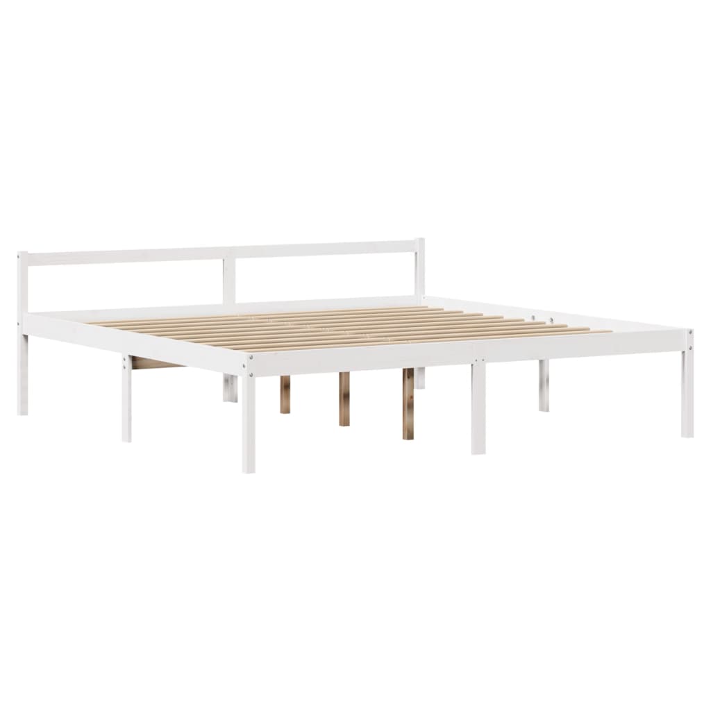 vidaXL Cama con estantería sin colchón madera maciza blanca 180x200 cm