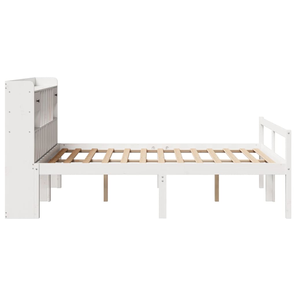 vidaXL Cama con estantería sin colchón madera maciza blanca 140x200 cm