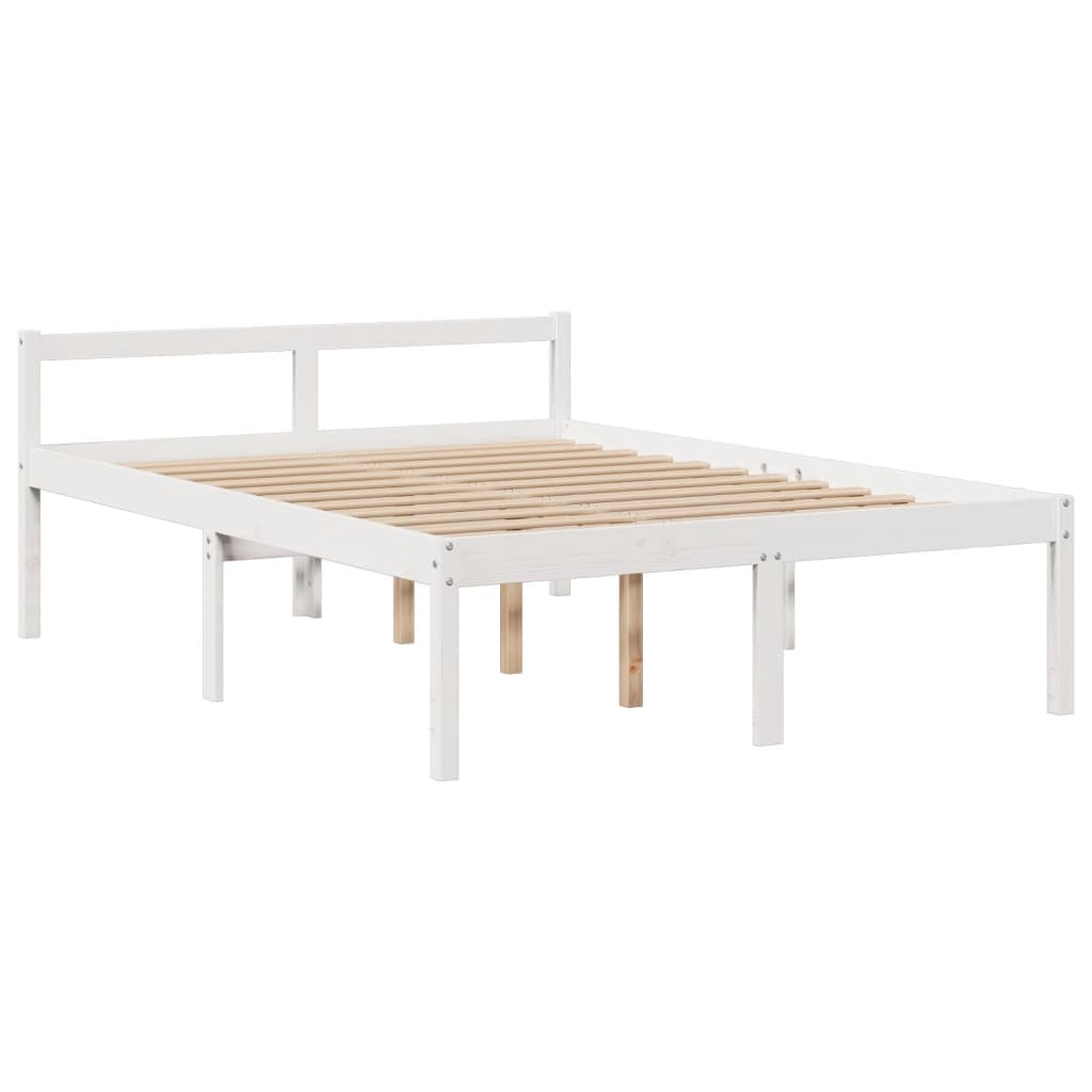 vidaXL Cama con estantería sin colchón madera maciza blanca 140x200 cm