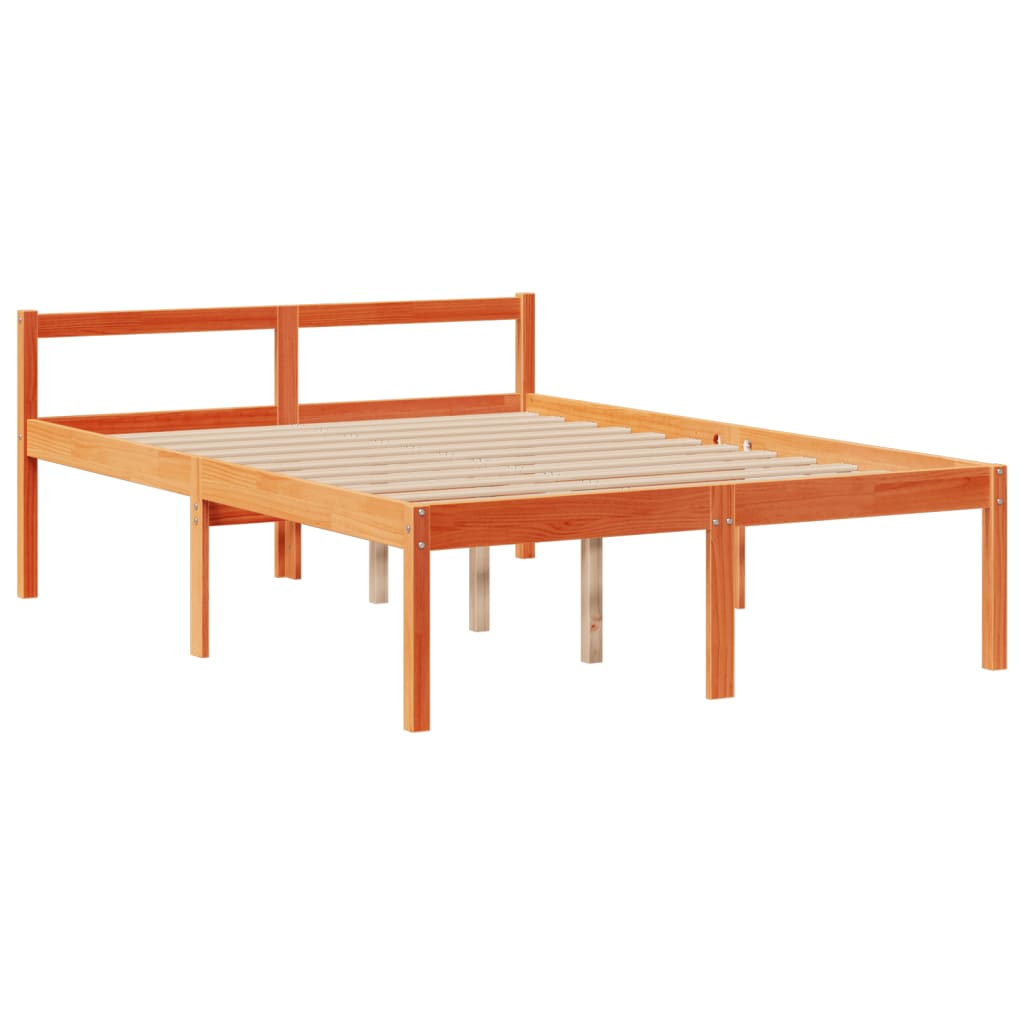 vidaXL Cama con estantería sin colchón madera maciza marrón 160x200 cm