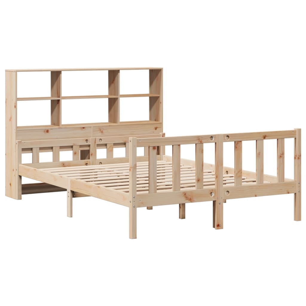 vidaXL Cama con estantería sin colchón madera maciza de pino 150x200cm