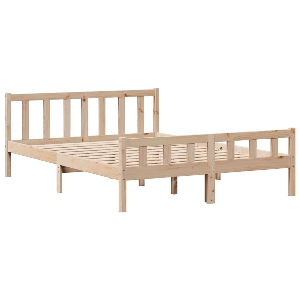 vidaXL Cama con estantería sin colchón madera maciza de pino 150x200cm