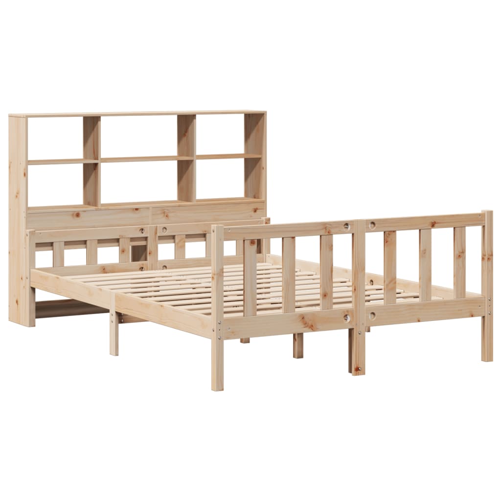 vidaXL Cama con estantería sin colchón madera maciza de pino 160x200cm