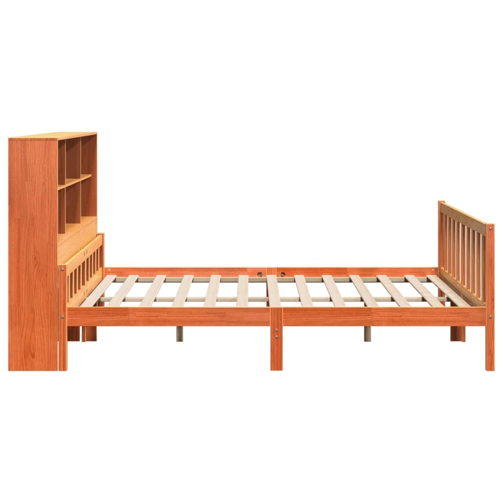 vidaXL Cama con estantería sin colchón madera maciza marrón 180x200 cm