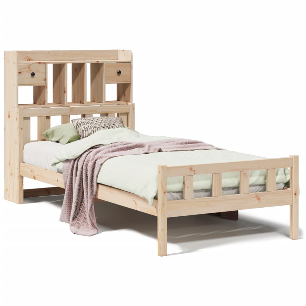 vidaXL Cama con estantería sin colchón madera maciza de pino 100x200cm