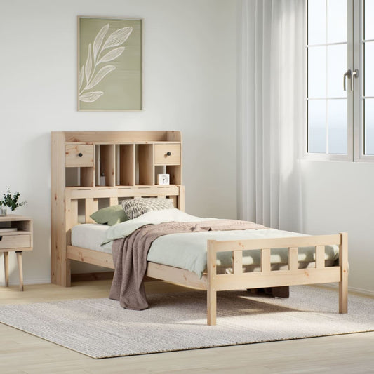 vidaXL Cama con estantería sin colchón madera maciza de pino 100x200cm