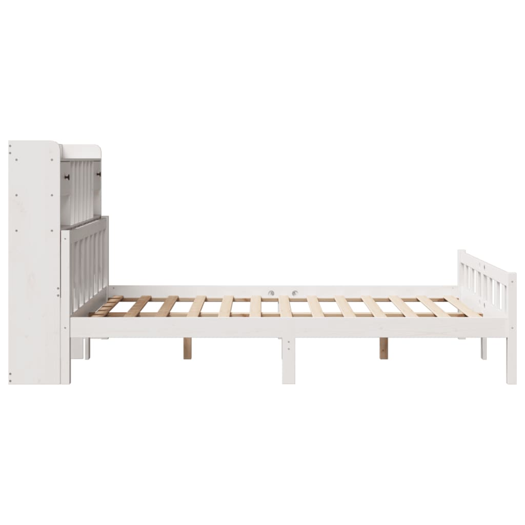 vidaXL Cama con estantería sin colchón madera maciza blanca 150x200 cm