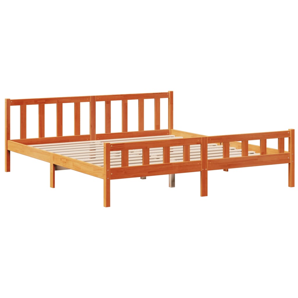 vidaXL Cama con estantería sin colchón madera maciza marrón 180x200cm