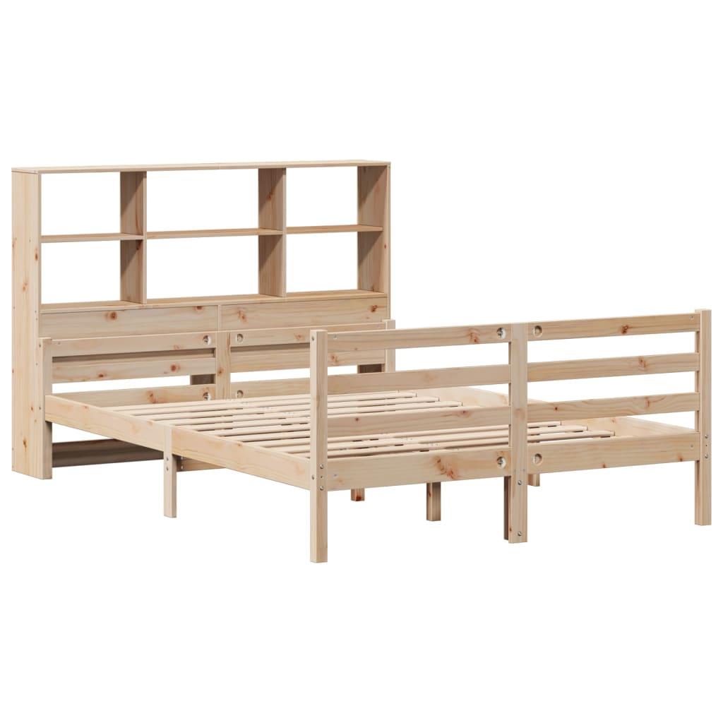 vidaXL Cama con estantería sin colchón madera maciza de pino 140x190cm