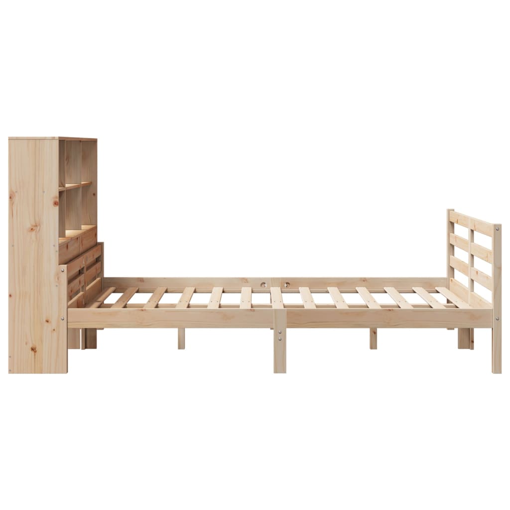 vidaXL Cama con estantería sin colchón madera maciza de pino 140x190cm