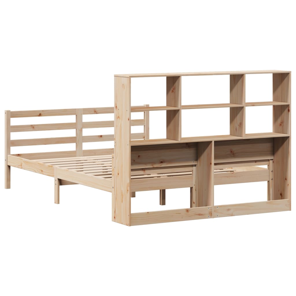 vidaXL Cama con estantería sin colchón madera maciza de pino 140x190cm