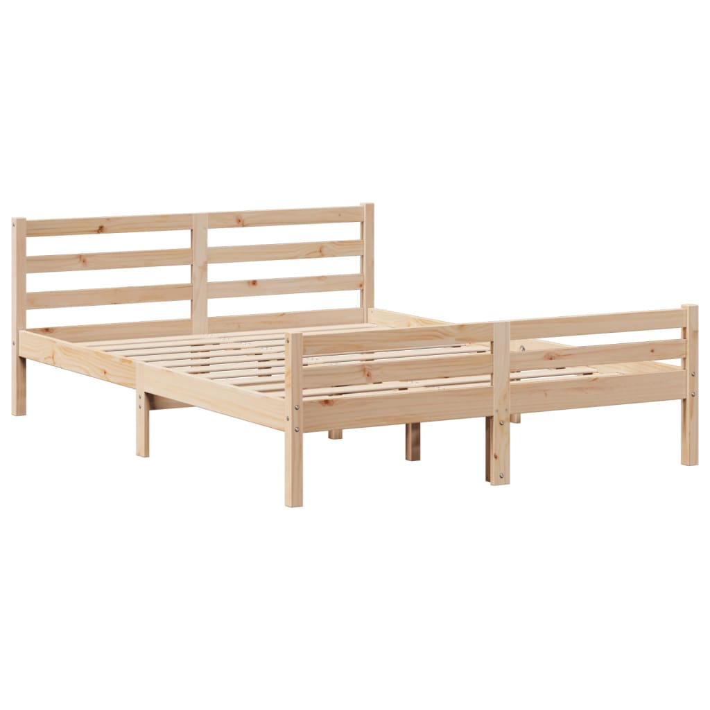 vidaXL Cama con estantería sin colchón madera maciza de pino 140x190cm