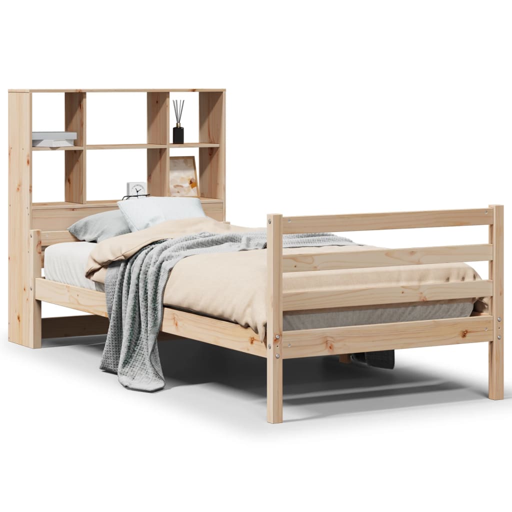 vidaXL Cama con estantería sin colchón madera maciza de pino 100x200cm